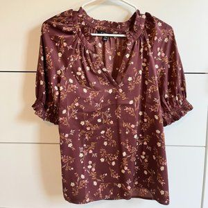 41 Hawthorn Size XS Petite Burgundy Floral blouse